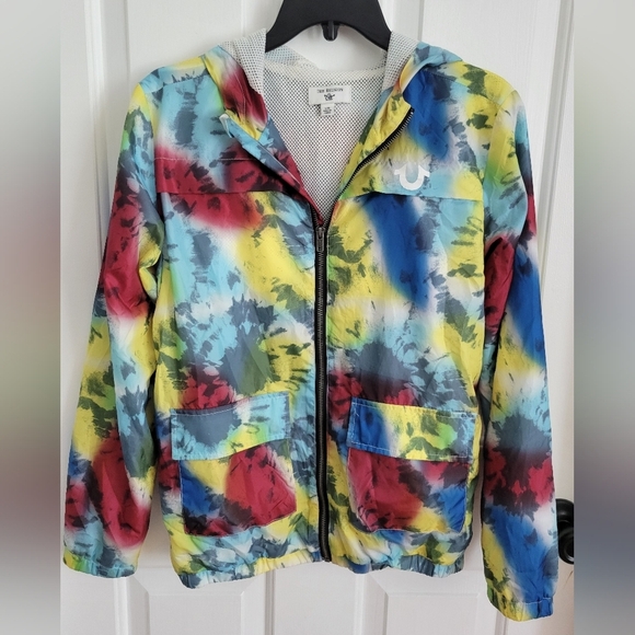 True Religion Boys Tie Dye Zip-Front Windbreaker Jacket Size Large - Picture 1 of 12